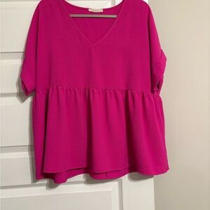 Entro Fuchsia V-Neck Blouse